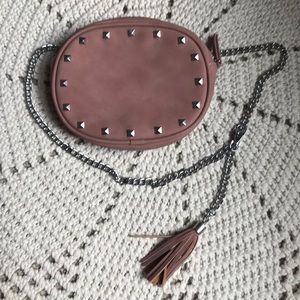 NWOT Blush pink metal studded belt bag